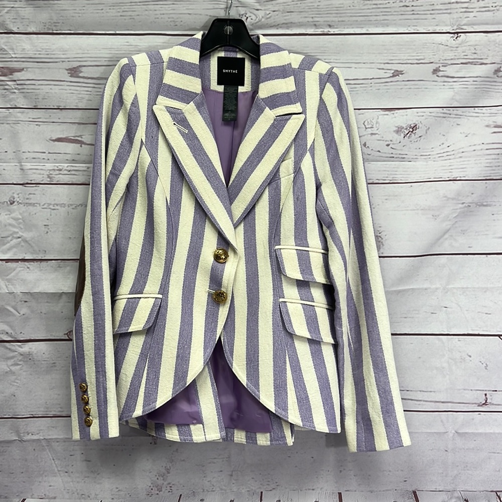 Smythe Lavender and White Striped Blazer
